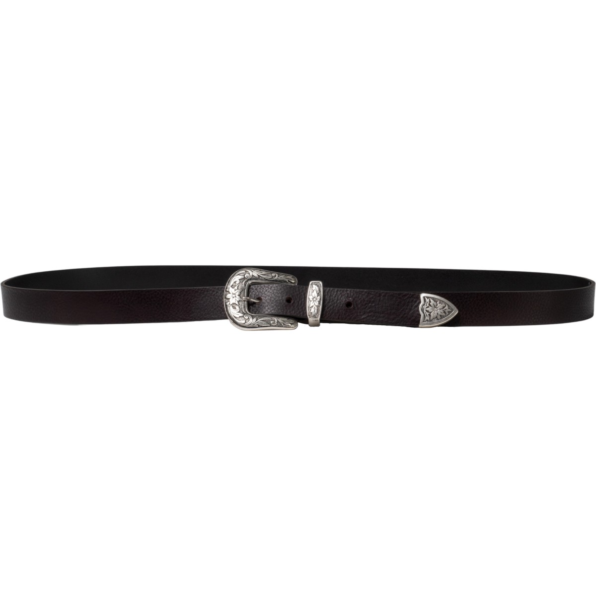 Lartigiano Del Cuoio Cintura western donna in pelle marrone scuro con fibbia in metallo Sconto
