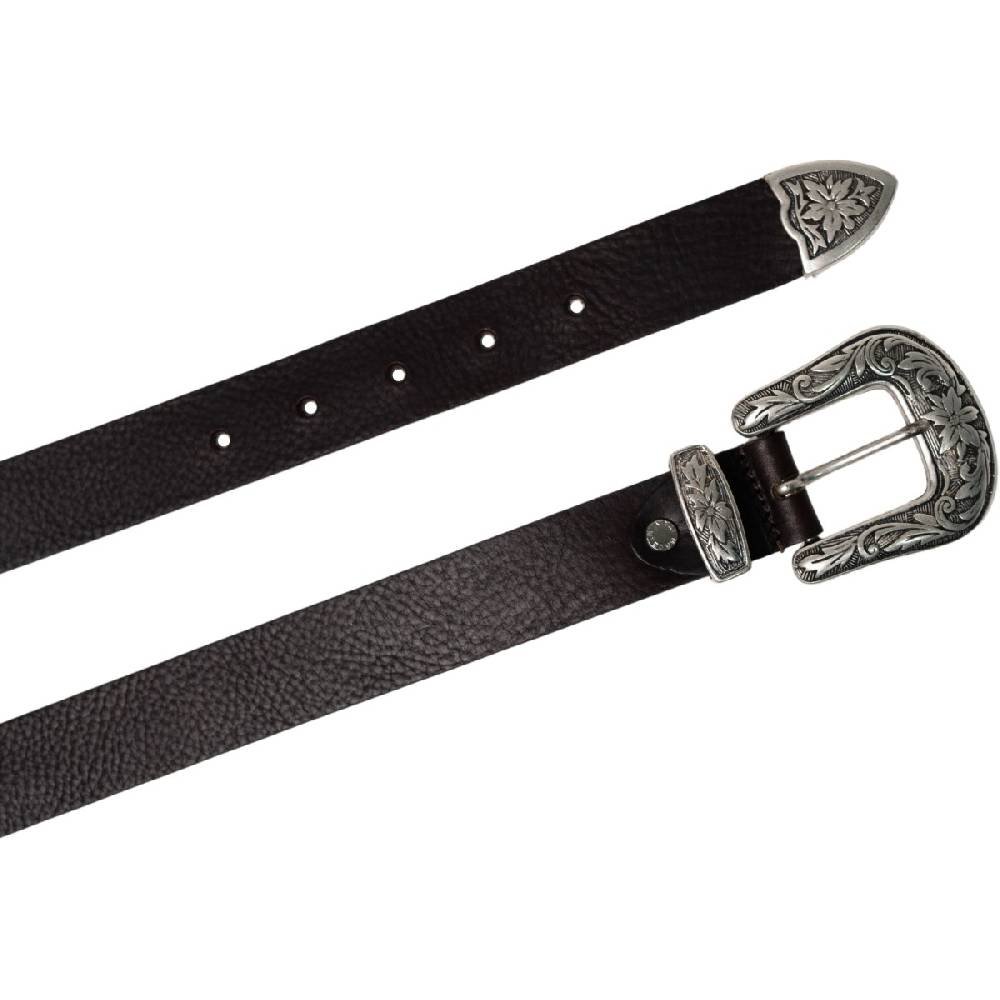 Lartigiano Del Cuoio Cintura western donna in pelle marrone scuro con fibbia in metallo Sconto