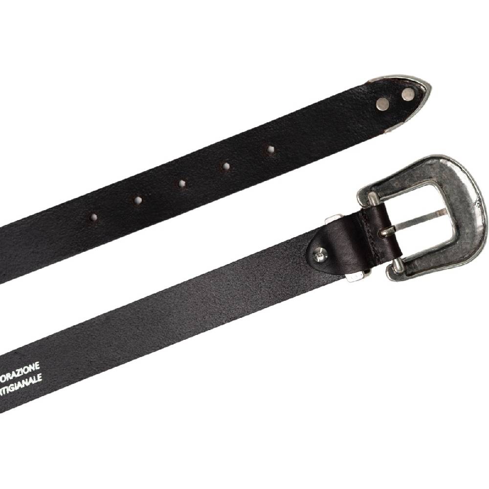 Lartigiano Del Cuoio Cintura western donna in pelle marrone scuro con fibbia in metallo Sconto