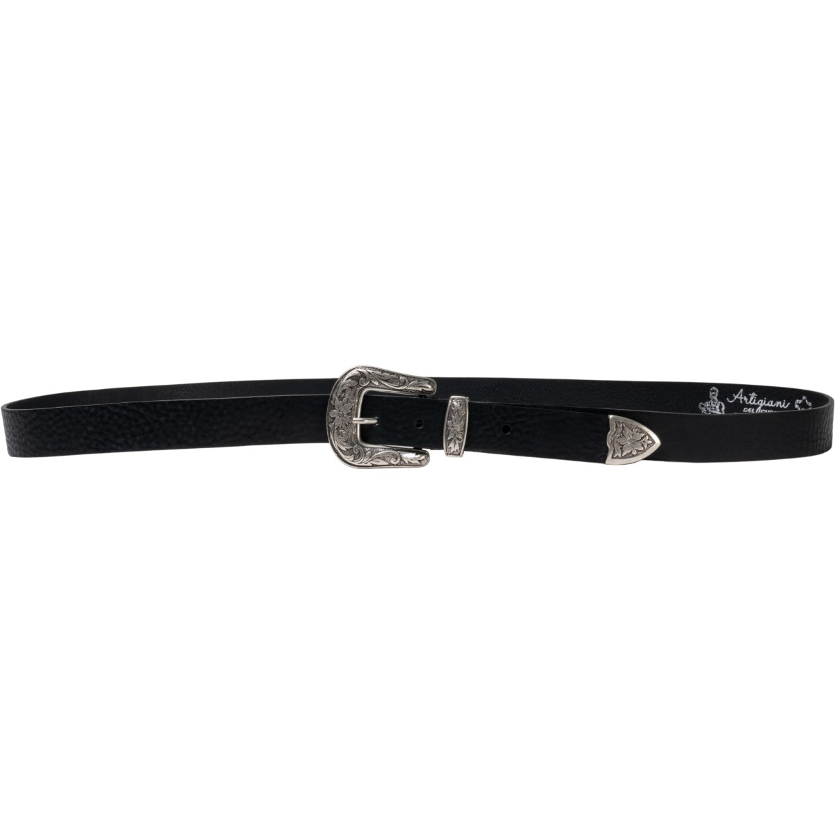 Lartigiano Del Cuoio Cintura western donna in pelle nera con fibbia in metallo Offerta