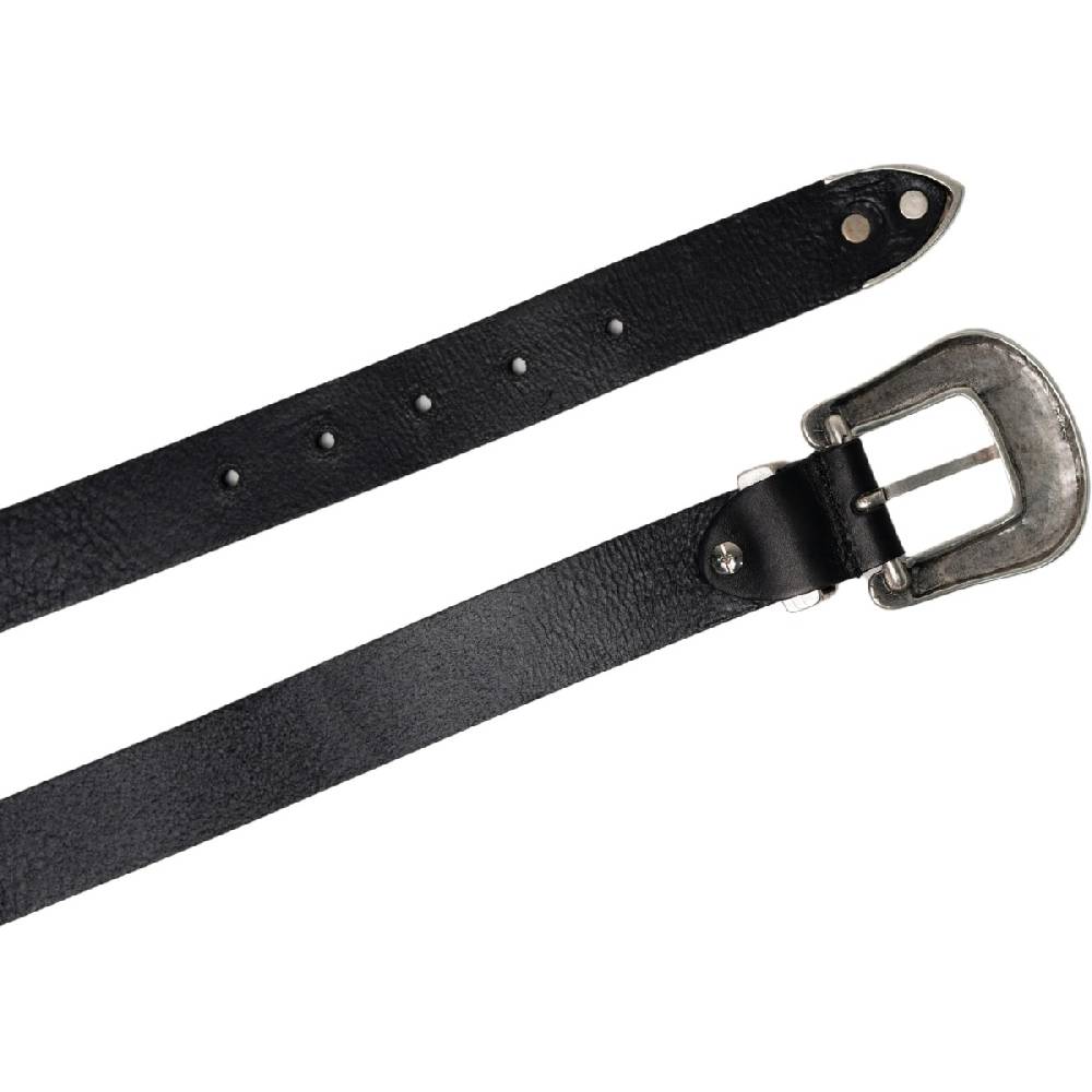 Lartigiano Del Cuoio Cintura western donna in pelle nera con fibbia in metallo Offerta