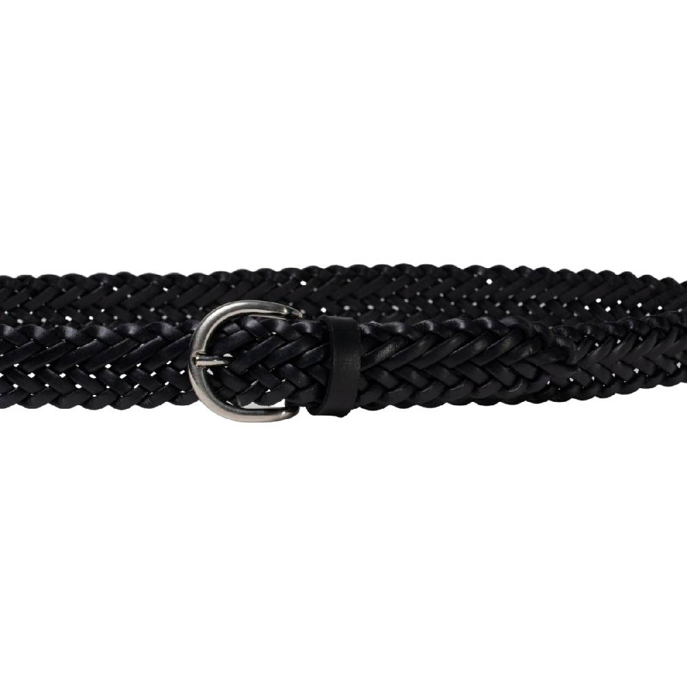 Lartigiano Del Cuoio Cintura intrecciata a mano in pelle nera 3 cm I Più Venduti
