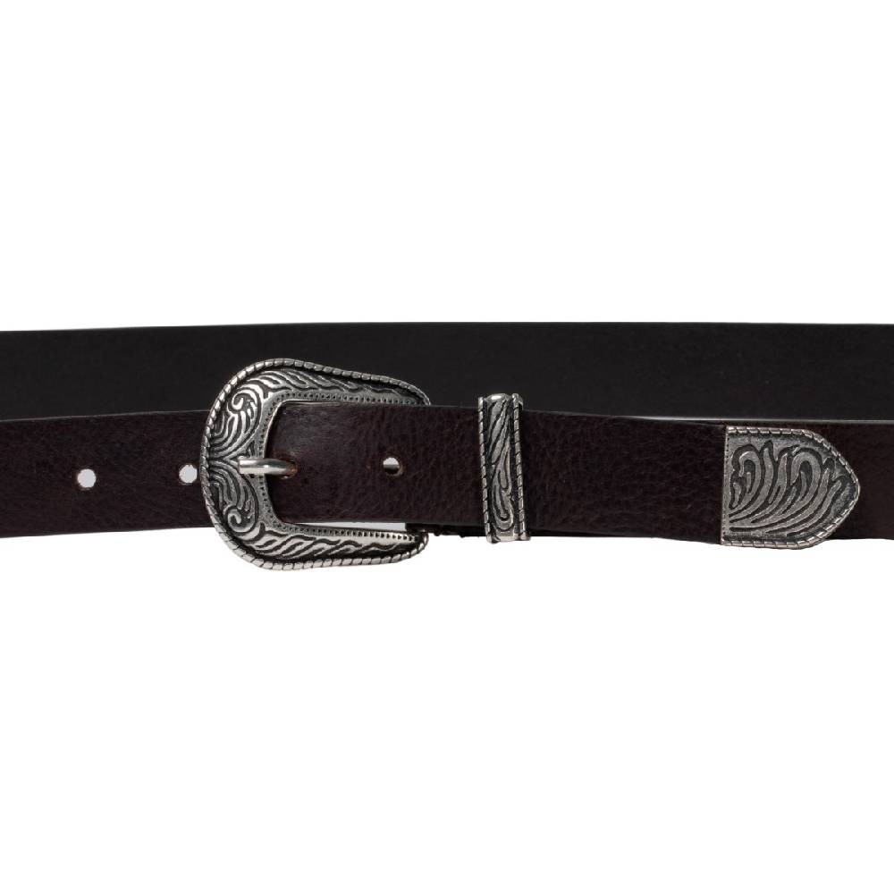 Lartigiano Del Cuoio Cintura western donna in pelle marrone con puntale in metallo inciso Vendite Flash