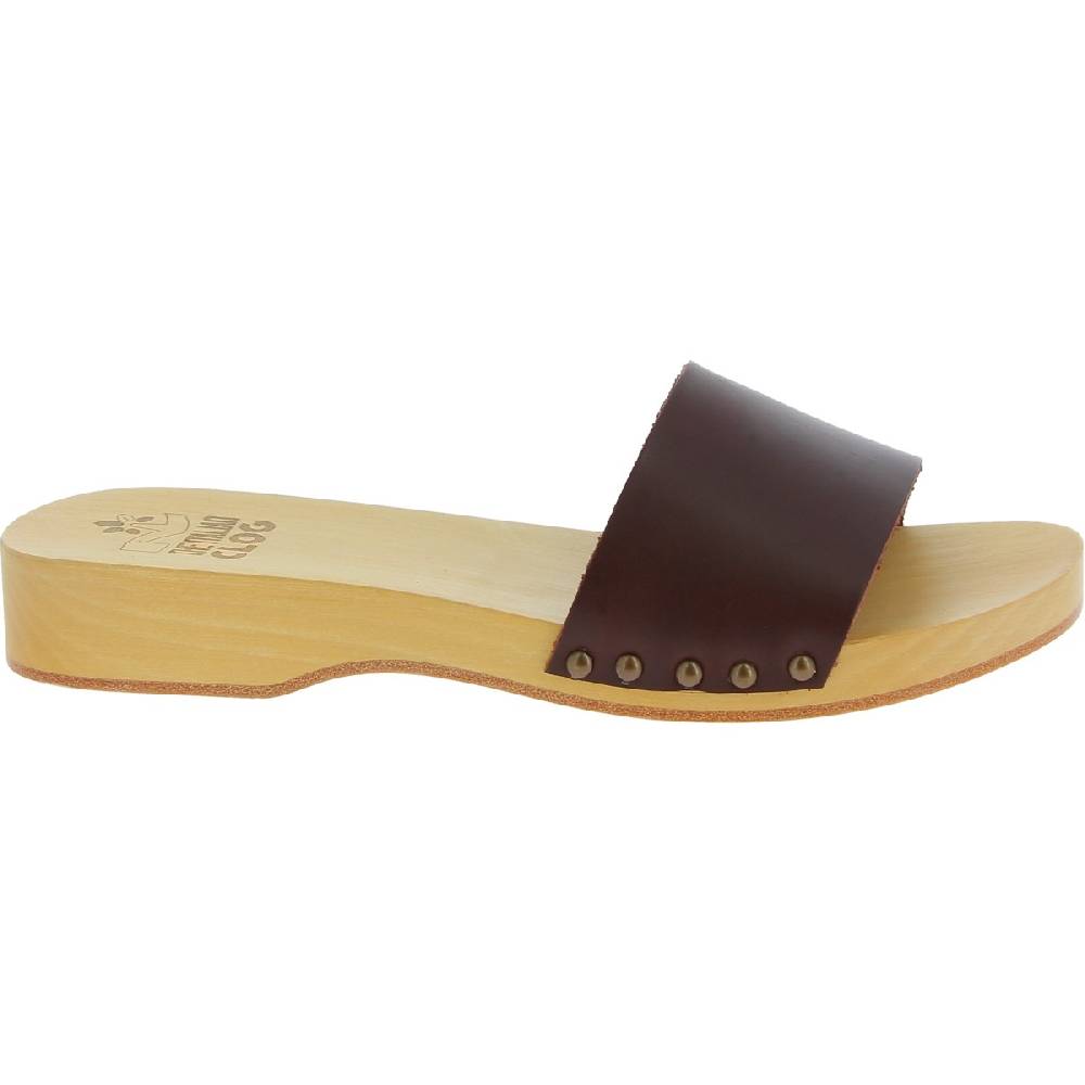 Lartigiano Del Cuoio Zoccoli artigianali da uomo con fascia in pelle marrone scuro In Linea