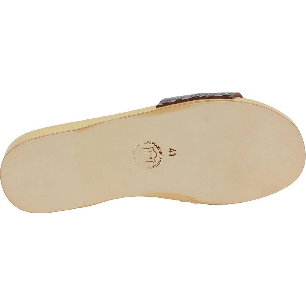 Lartigiano Del Cuoio Zoccoli artigianali da uomo con fascia in pelle marrone scuro In Linea