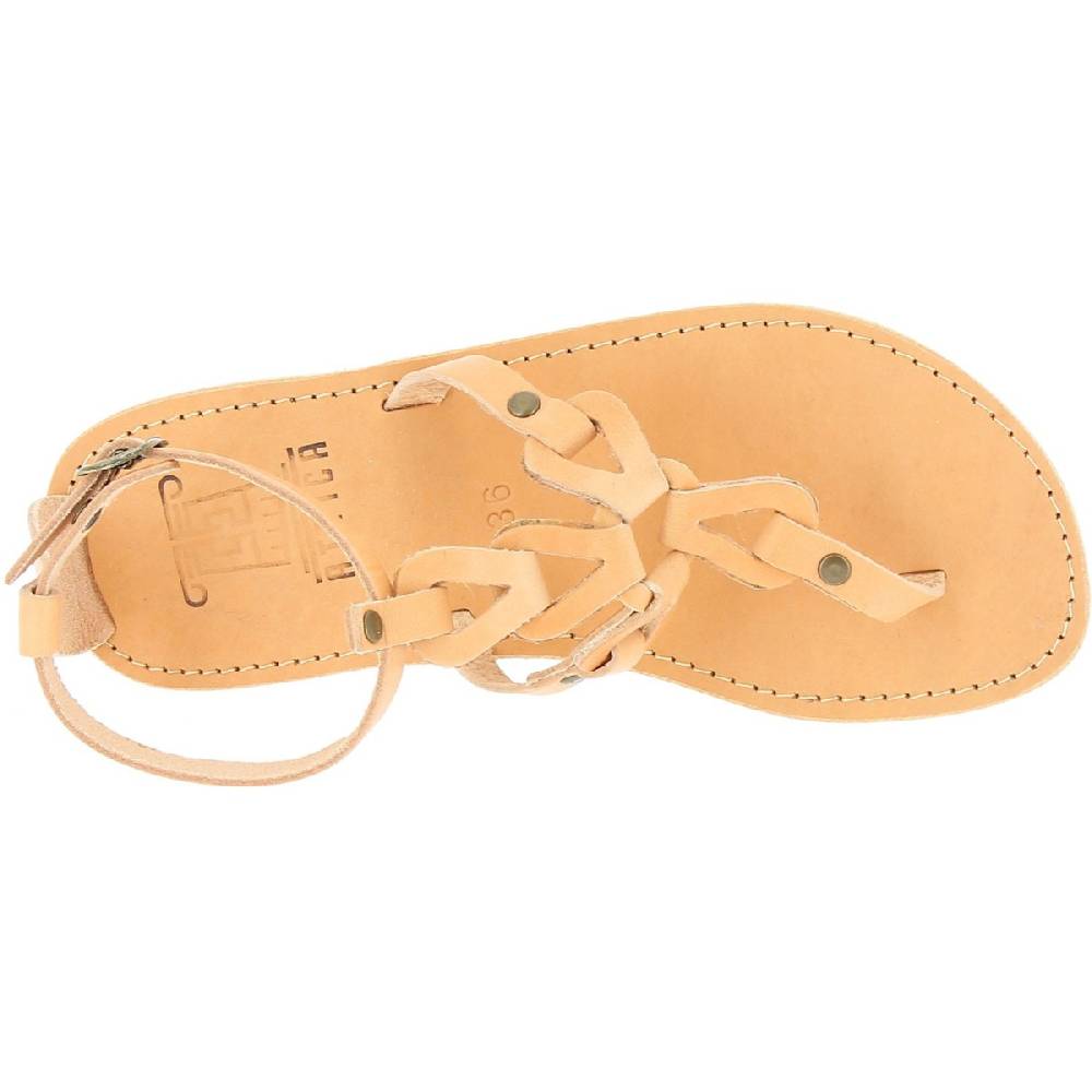 Lartigiano Del Cuoio Sandali infradito da donna con lacci incrociati fatti a mano in pelle di vitello nude Negozi Online