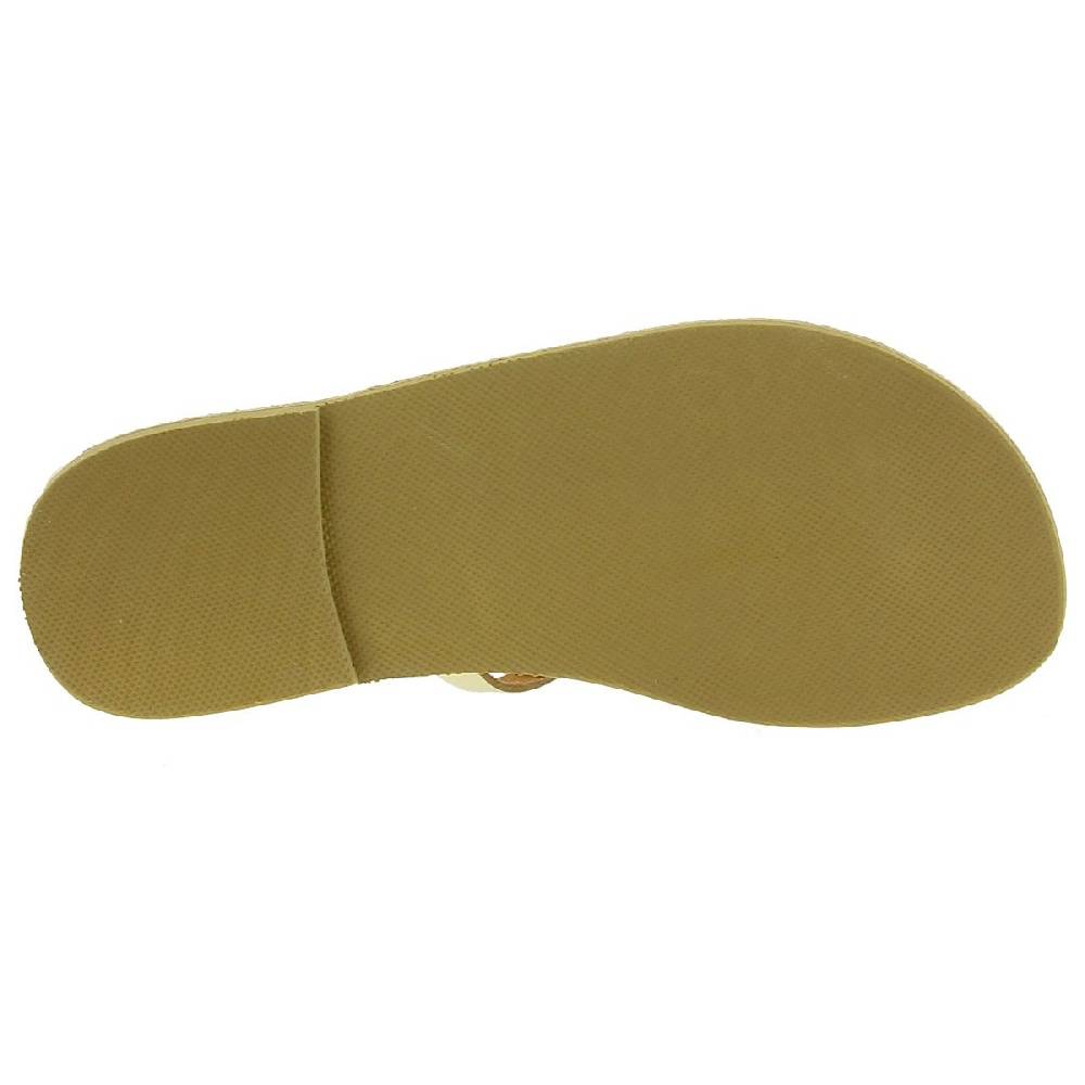 Lartigiano Del Cuoio Sandali infradito da donna con lacci incrociati fatti a mano in pelle di vitello laminata oro Acquista Ora