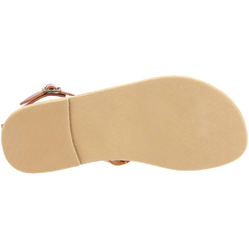 Lartigiano Del Cuoio Sandali infradito da donna con lacci incrociati fatti a mano in pelle di vitello marrone Consegna Veloce