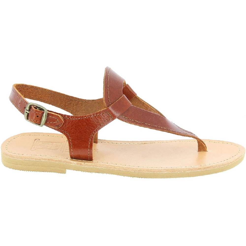 Lartigiano Del Cuoio Sandali infradito a goccia da donna fatti a mano in pelle di vitello marrone Promozione Limitata