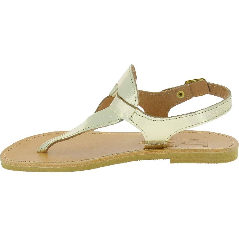 Lartigiano Del Cuoio Sandali infradito a goccia da donna fatti a mano in pelle di vitello laminata oro Shopping Online