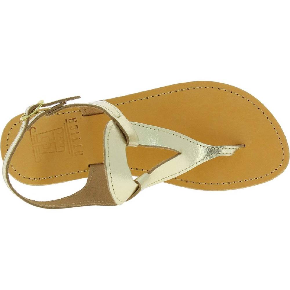 Lartigiano Del Cuoio Sandali infradito a goccia da donna fatti a mano in pelle di vitello laminata oro Shopping Online