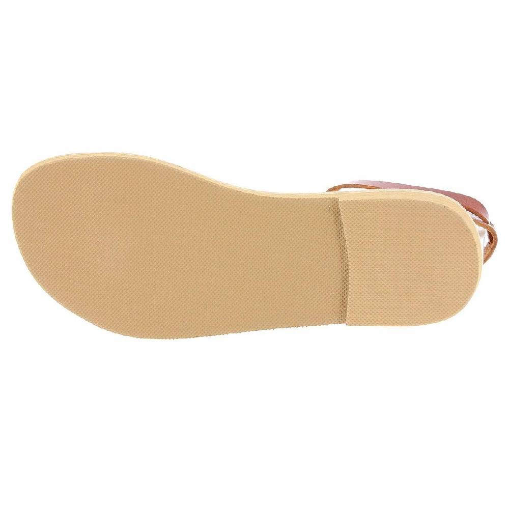 Lartigiano Del Cuoio Sandali infradito a cerchi da donna fatti a mano in pelle di vitello marrone Prezzo Ridotto