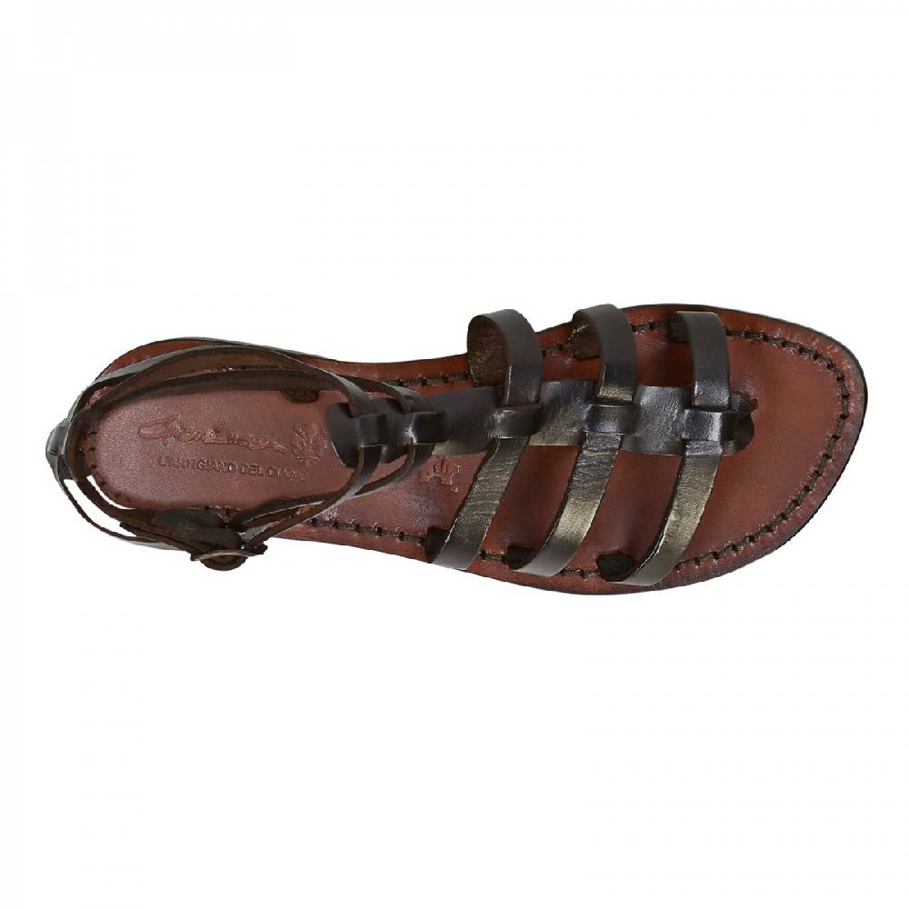 Lartigiano Del Cuoio Sandali da gladiatore in pelle color testa di moro fatti a mano in Italia Super sconto