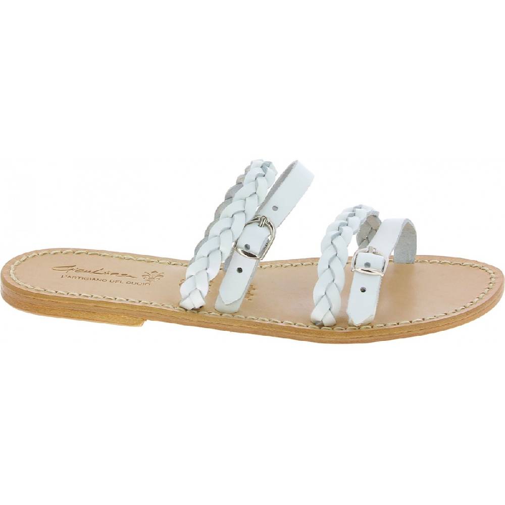 Lartigiano Del Cuoio Ciabatta donna artigianali in pelle intrecciata bianca Online