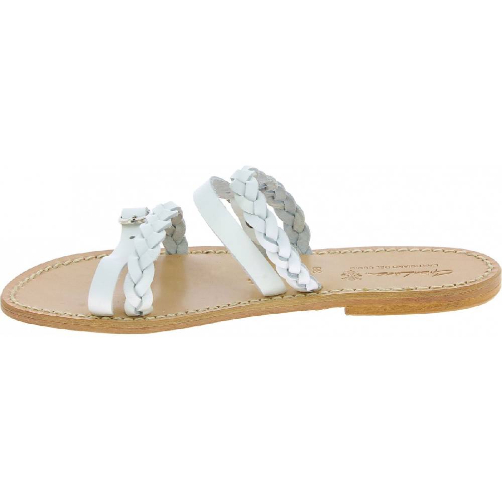 Lartigiano Del Cuoio Ciabatta donna artigianali in pelle intrecciata bianca Online