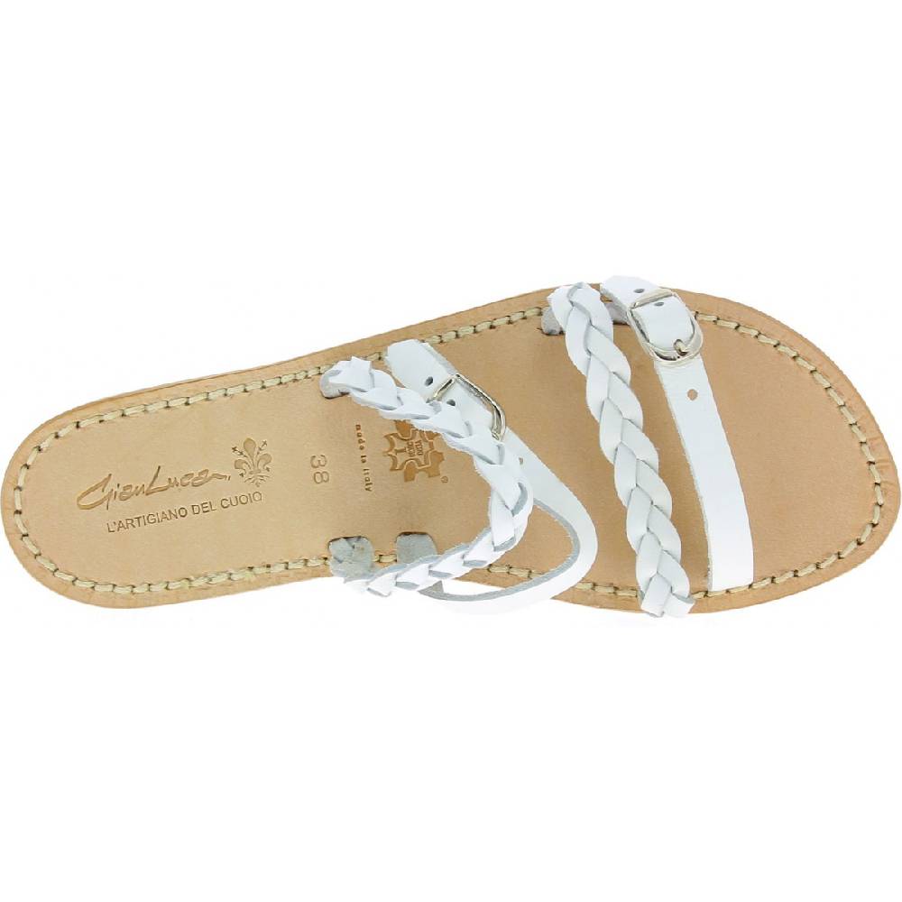 Lartigiano Del Cuoio Ciabatta donna artigianali in pelle intrecciata bianca Online