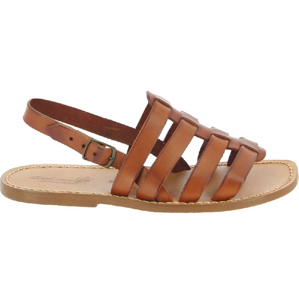 Lartigiano Del Cuoio Sandali da uomo a gabbia in pelle color cuoio Vendita Calda