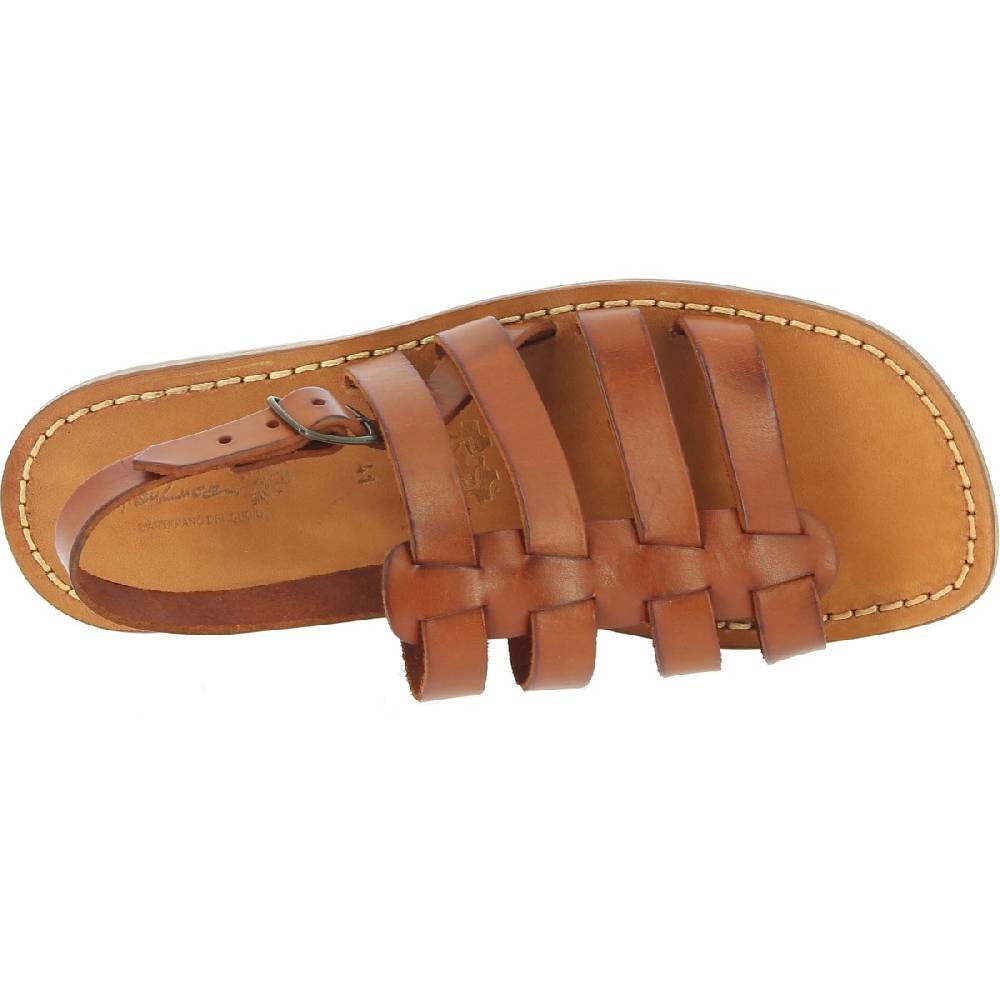 Lartigiano Del Cuoio Sandali da uomo a gabbia in pelle color cuoio Vendita Calda