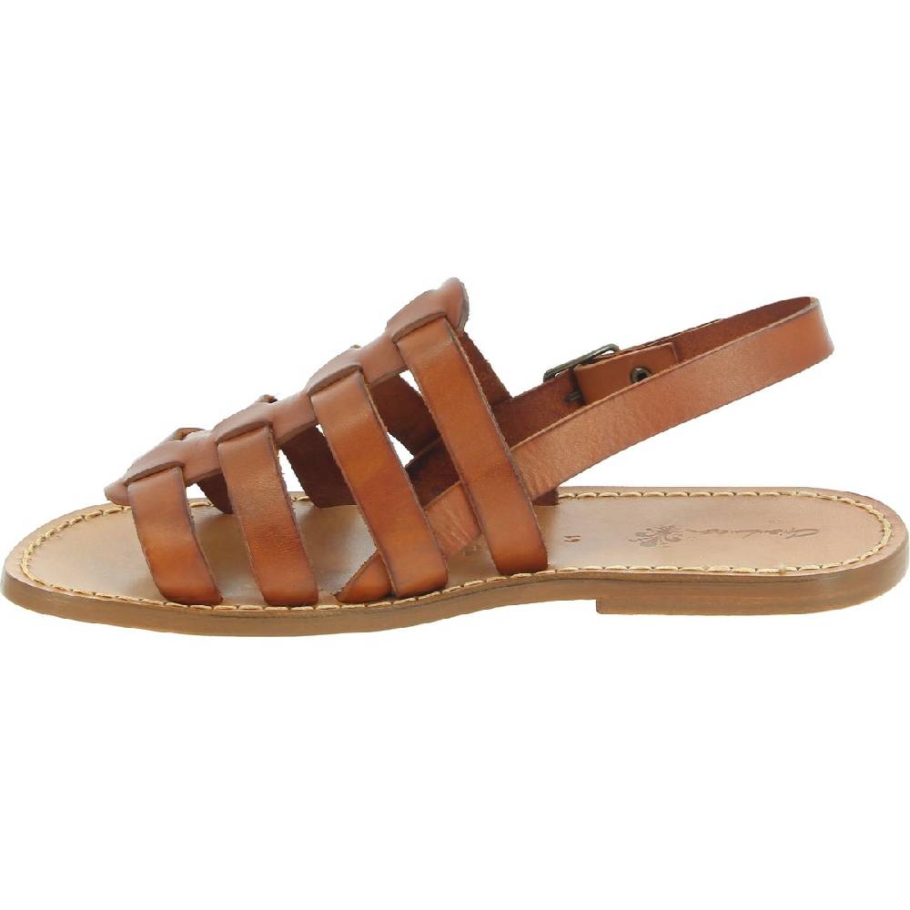 Lartigiano Del Cuoio Sandali da uomo a gabbia in pelle color cuoio Vendita Calda