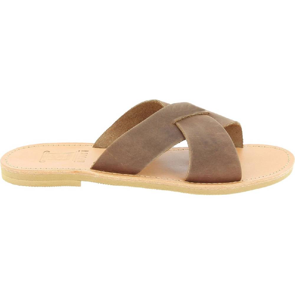 Lartigiano Del Cuoio Sandali ciabatte da uomo con fasce incrociate in pelle nubuk testa di moro Vendita Economica
