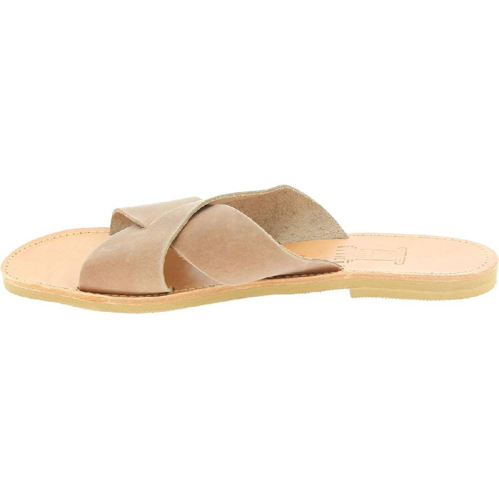Lartigiano Del Cuoio Sandali uomo in nubuck marrone chiaro fatti a mano in Grecia Negozio