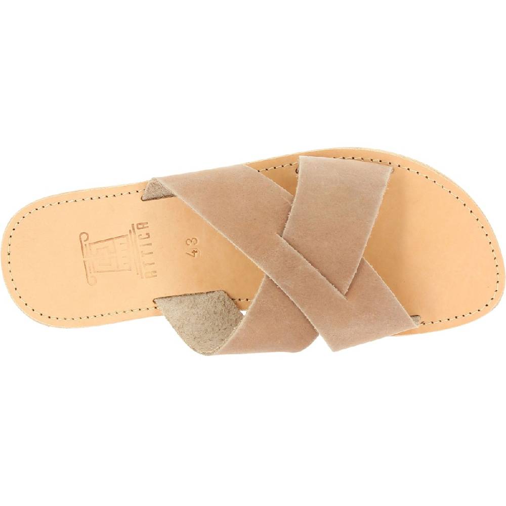 Lartigiano Del Cuoio Sandali uomo in nubuck marrone chiaro fatti a mano in Grecia Negozio