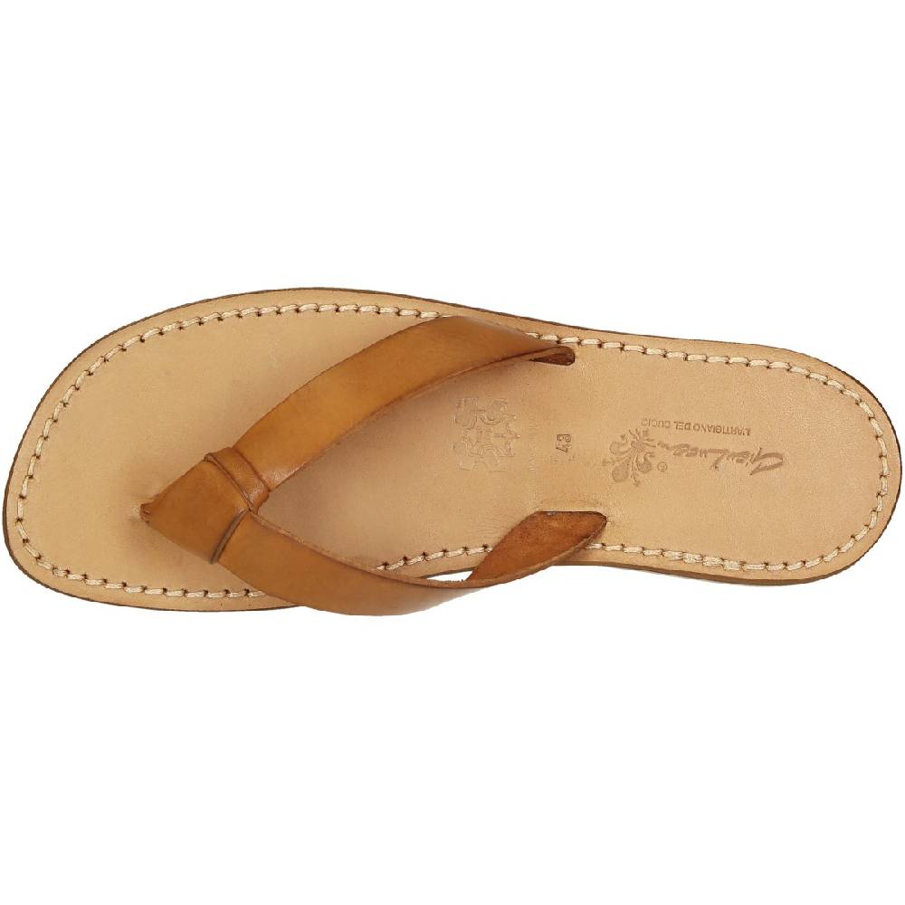 Lartigiano Del Cuoio Ciabatte infradito uomo in pelle color cuoio fatti a mano In Saldo