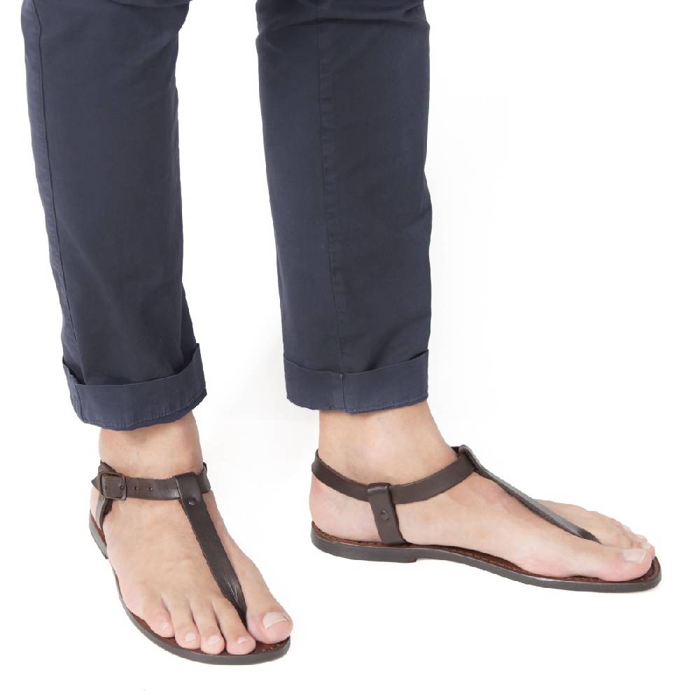 Lartigiano Del Cuoio Sandali infradito da uomo in pelle marrone artigianali Moda