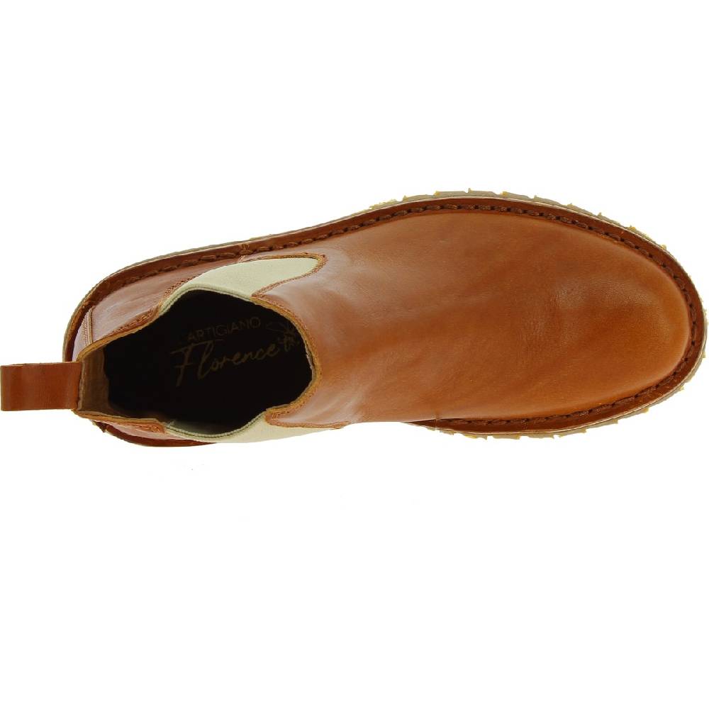 Lartigiano Del Cuoio Stivaletto beatles donna in pelle marrone e suola Vibram Italia
