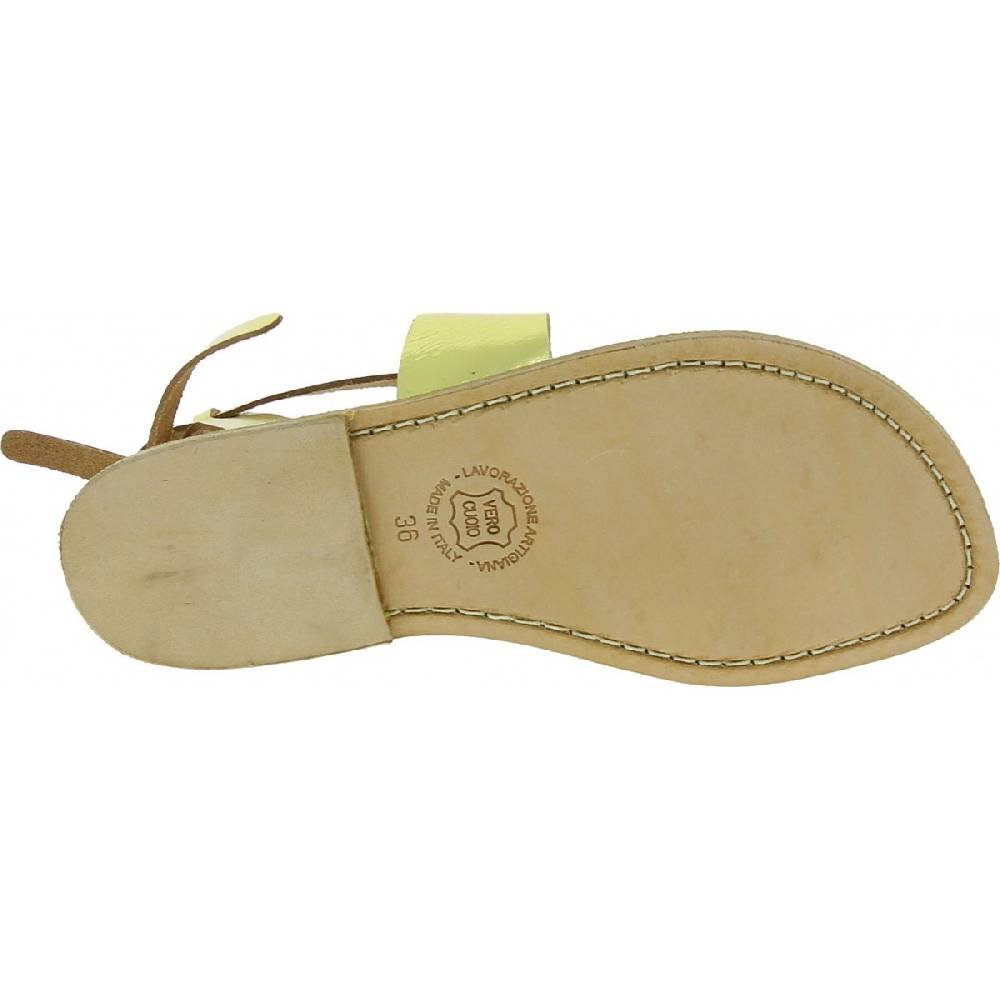 Lartigiano Del Cuoio Sandali donna fatti a mano in pelle laminata colore oro Acquista Ora