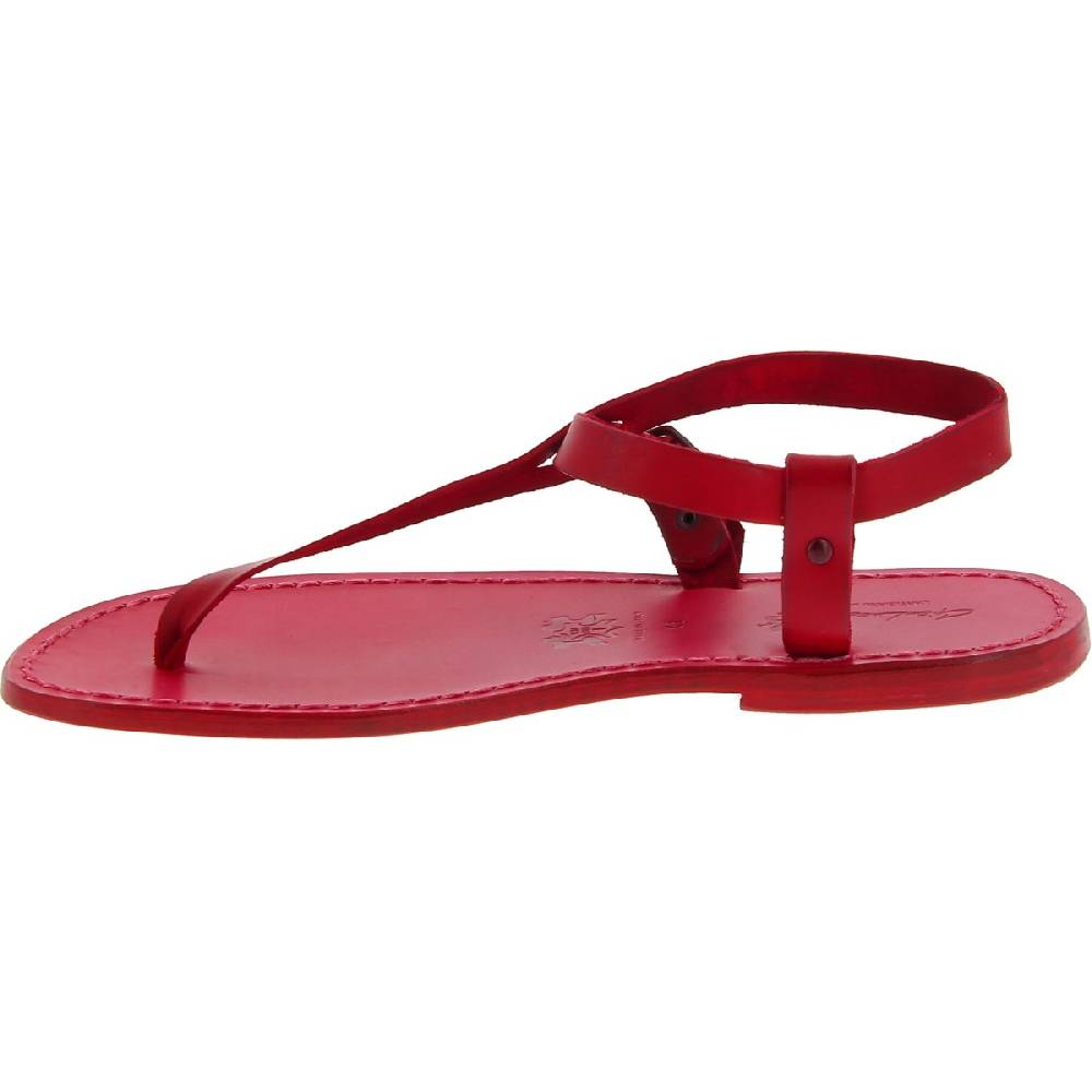 Lartigiano Del Cuoio Sandali infradito in cuoio rosso fatti a mano Sconto