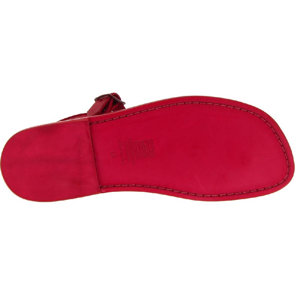 Lartigiano Del Cuoio Sandali infradito in cuoio rosso fatti a mano Sconto