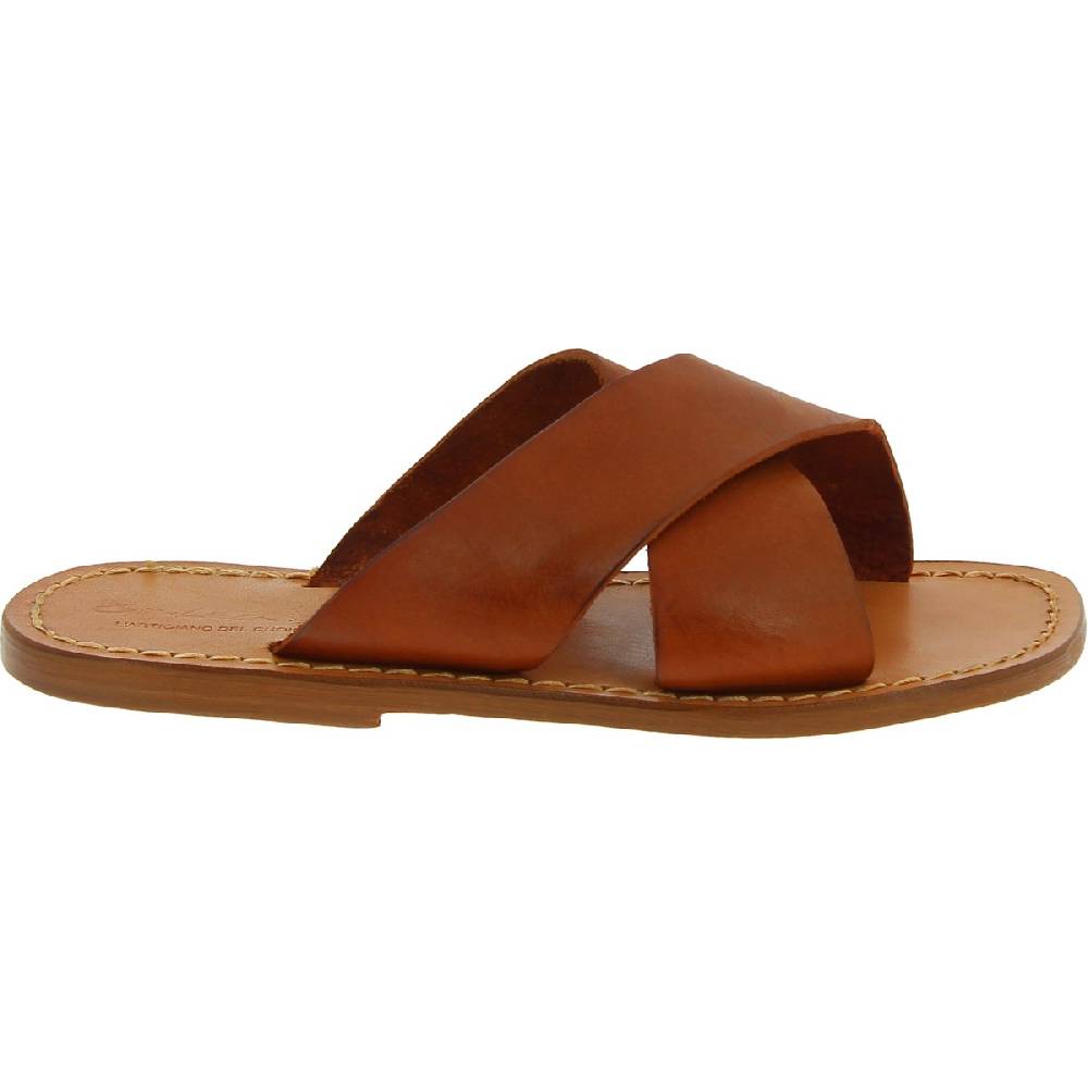 Lartigiano Del Cuoio Ciabatte da uomo in pelle color cuoio realizzata a mano in Italia Offerte