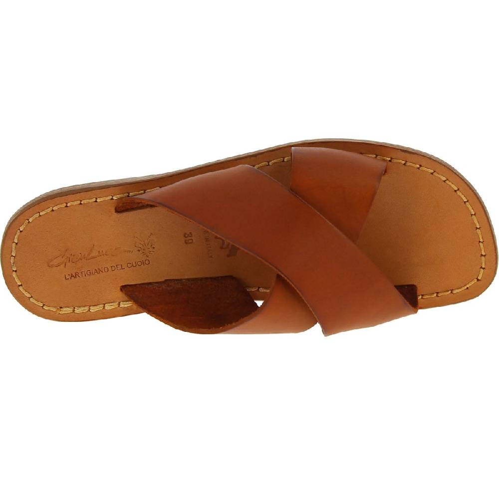 Lartigiano Del Cuoio Ciabatte da uomo in pelle color cuoio realizzata a mano in Italia Offerte