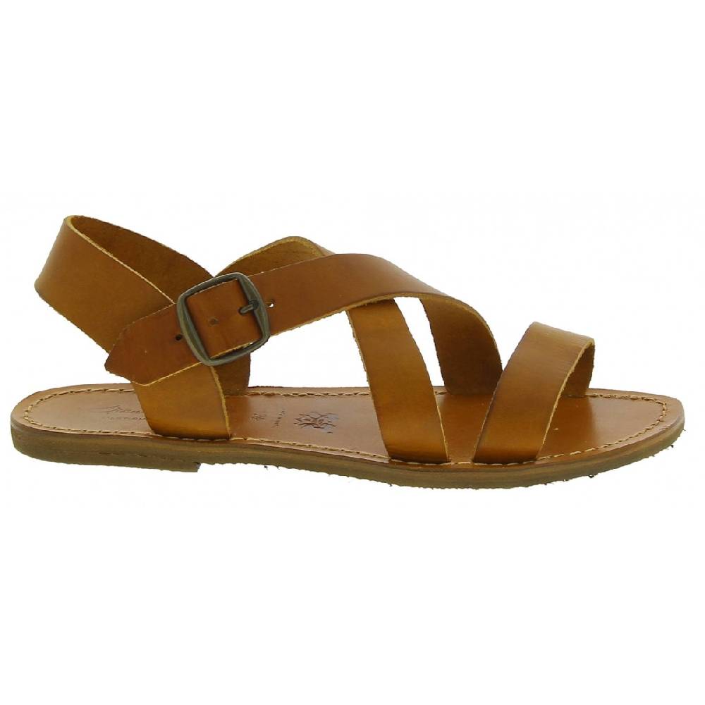 Lartigiano Del Cuoio Sandali alla francescana donna in pelle color cuoio artigianali In Saldo