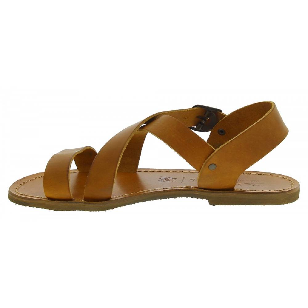 Lartigiano Del Cuoio Sandali alla francescana donna in pelle color cuoio artigianali In Saldo
