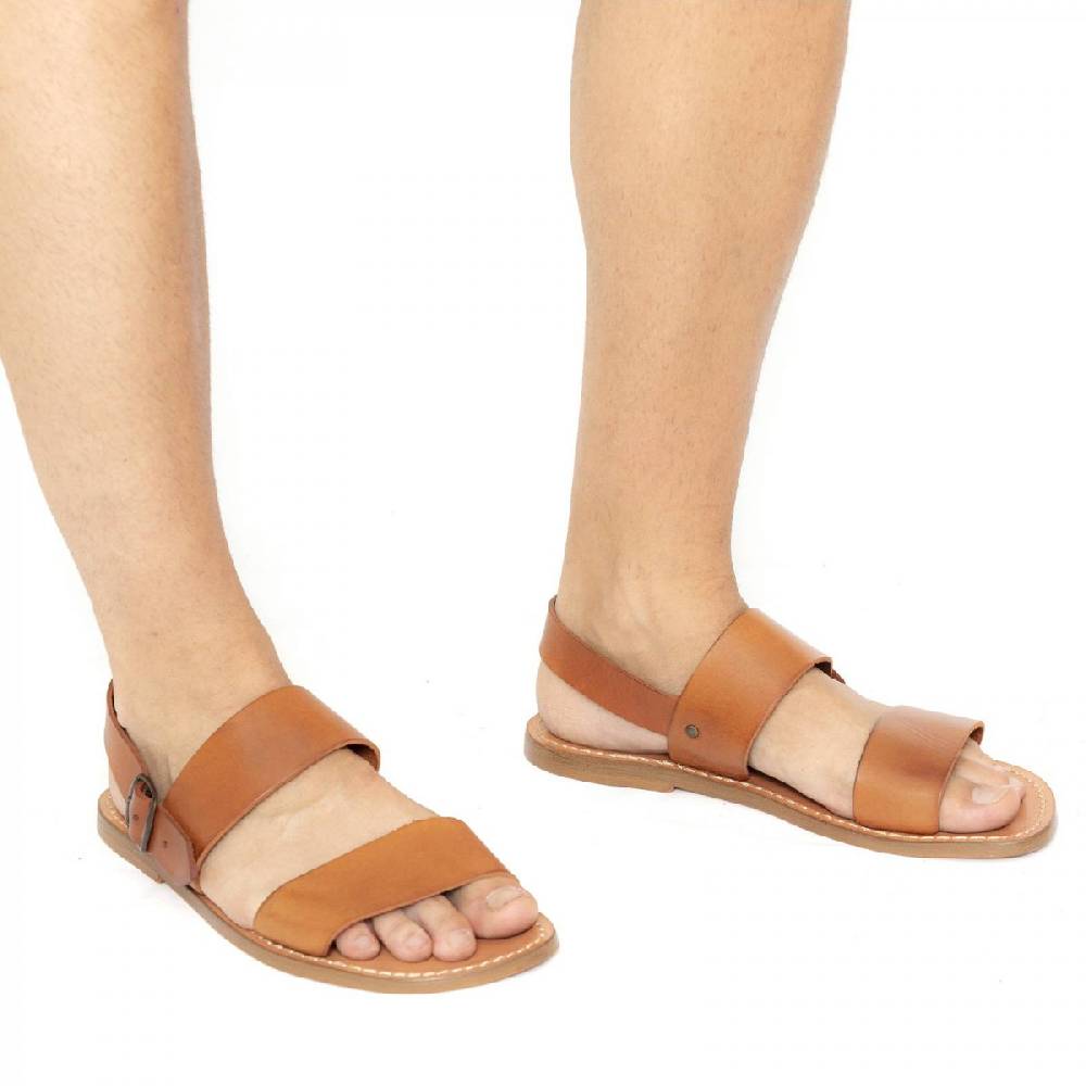 Lartigiano Del Cuoio Sandali uomo fatti a mano in pelle color cuoio antico Prezzo Ridotto