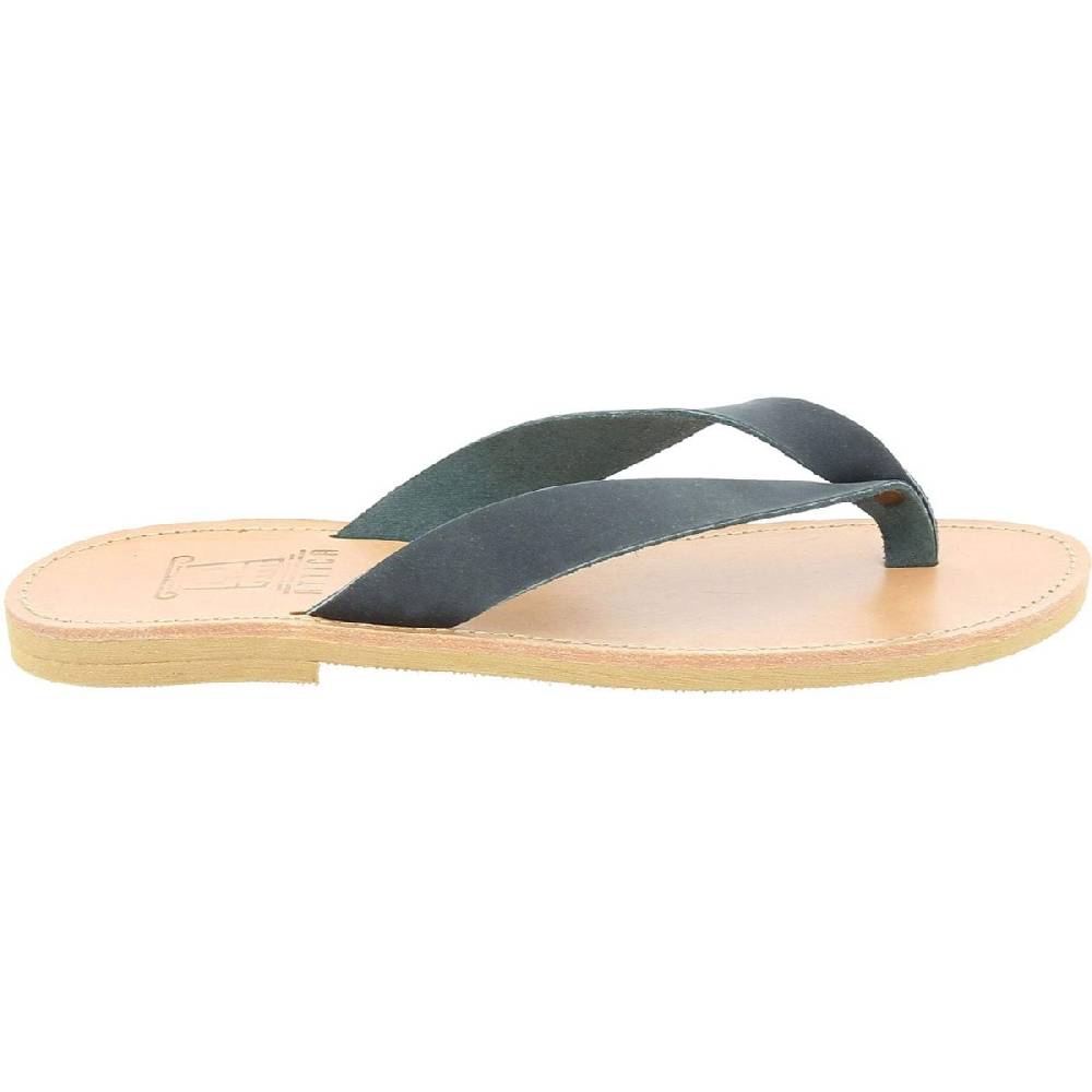 Lartigiano Del Cuoio Sandali infradito slip-on da uomo in pelle nabuk nera fatti a mano Offerta