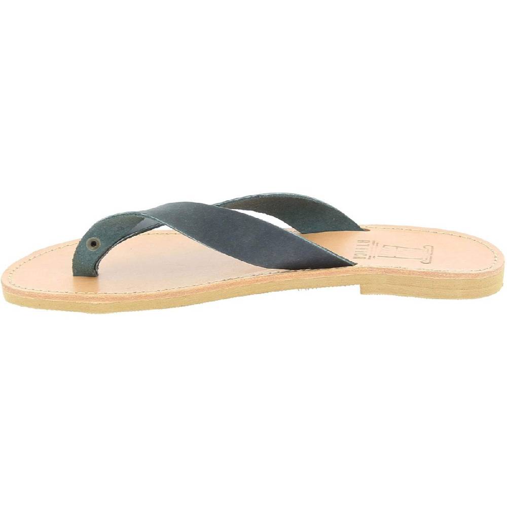 Lartigiano Del Cuoio Sandali infradito slip-on da uomo in pelle nabuk nera fatti a mano Offerta