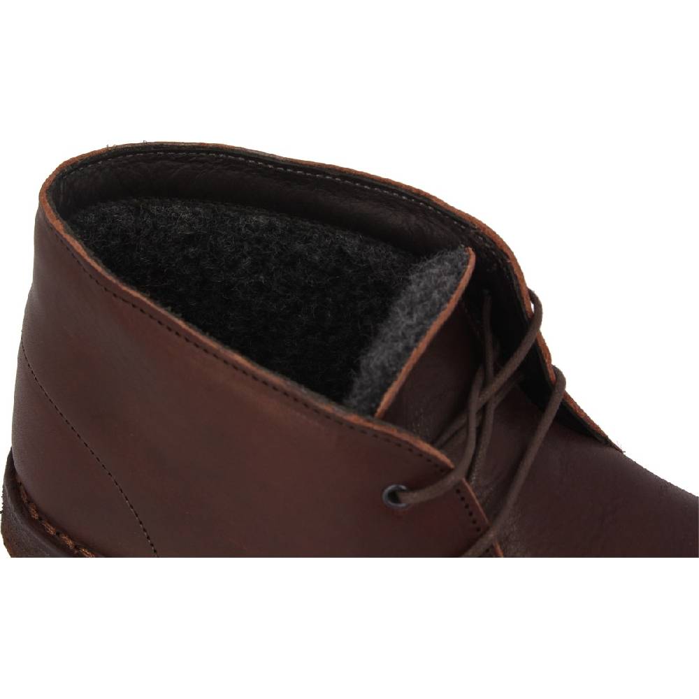 Lartigiano Del Cuoio Polacchine da donna in pelle marrone scuro con fodera invernale Latest stili