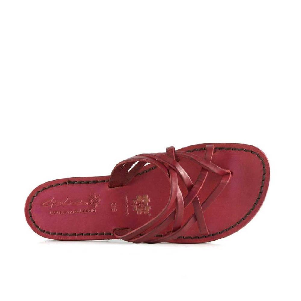 Lartigiano Del Cuoio Infradito donna fatti a mano in pelle intrecciata rosso con suola in cuoio Nuova