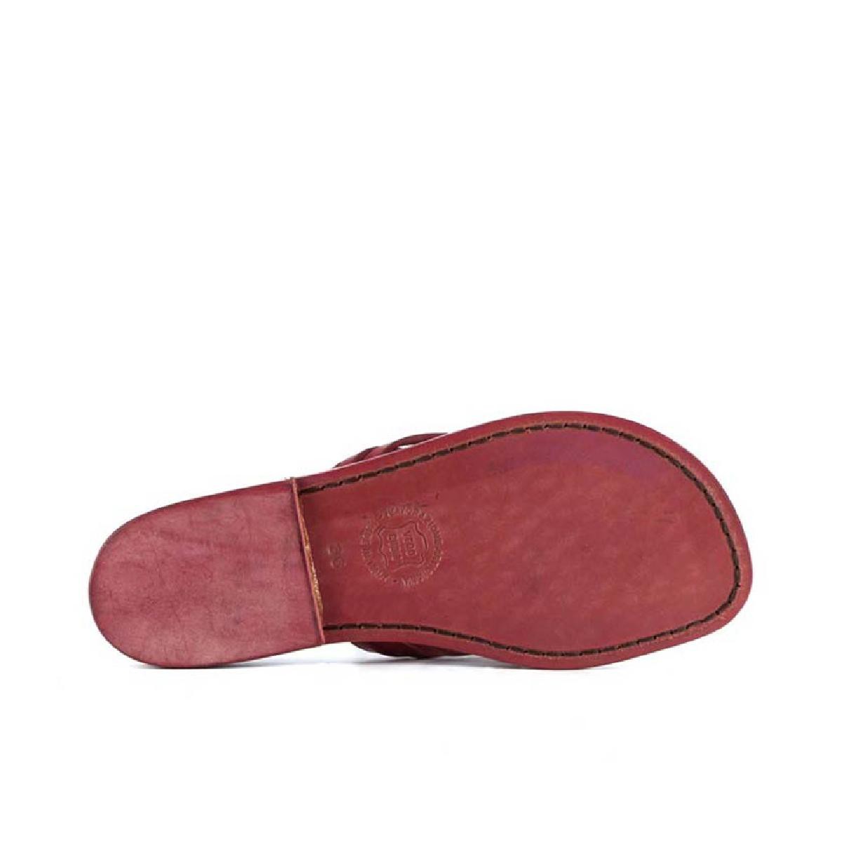 Lartigiano Del Cuoio Infradito donna fatti a mano in pelle intrecciata rosso con suola in cuoio Nuova