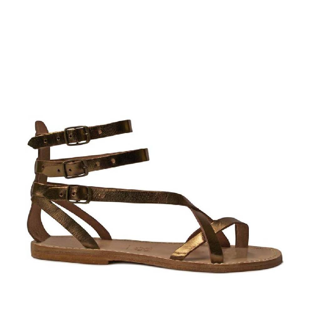Lartigiano Del Cuoio Sandali gladiatore fatti a mano in pelle laminata bronzo 2025