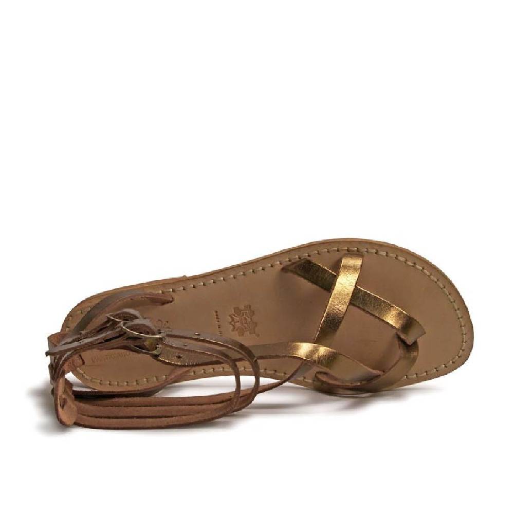 Lartigiano Del Cuoio Sandali gladiatore fatti a mano in pelle laminata bronzo 2025