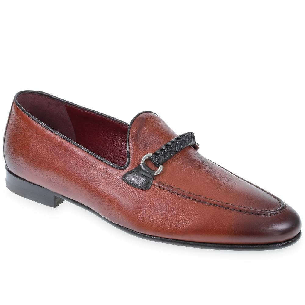 Lartigiano Del Cuoio Mocassino da uomo in pelle color mattone con passante intrecciato Negozi Online