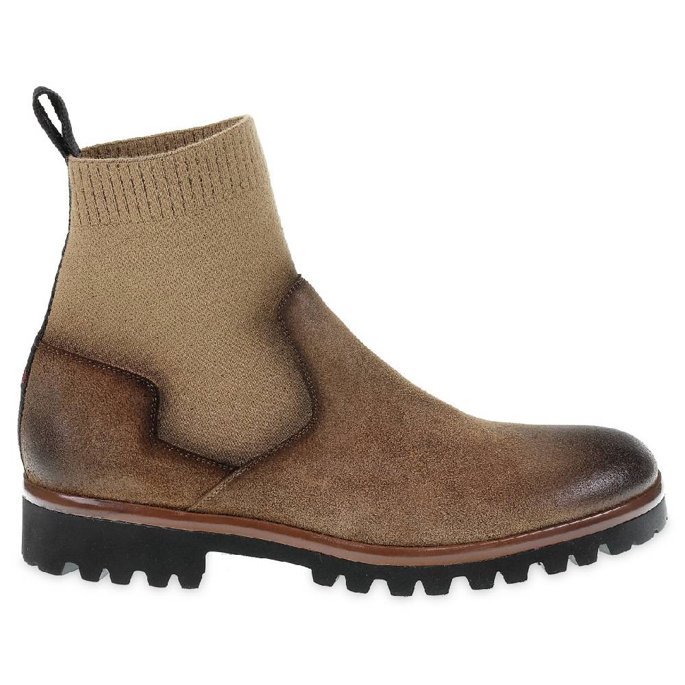 Lartigiano Del Cuoio Chelsea in camoscio marrone ingrassato e cashmere - Fratelli Borgioli Consegna Veloce