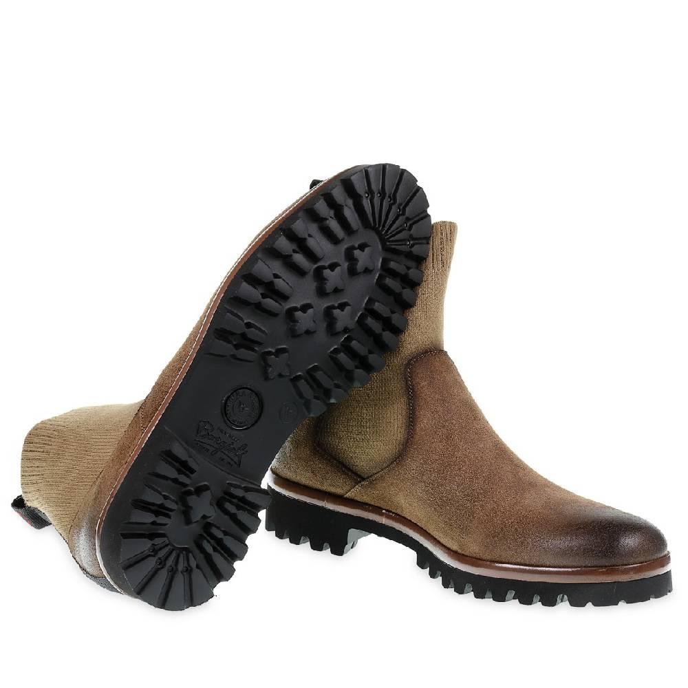 Lartigiano Del Cuoio Chelsea in camoscio marrone ingrassato e cashmere - Fratelli Borgioli Consegna Veloce