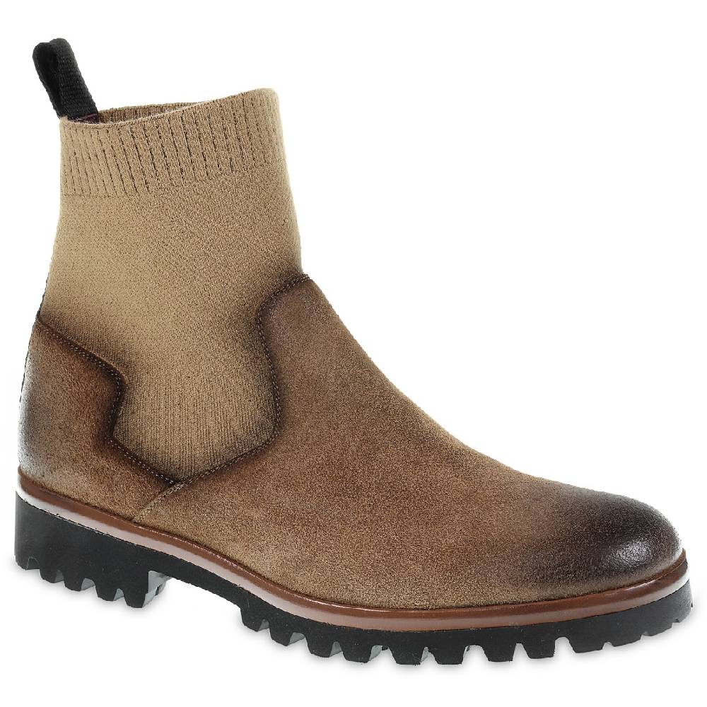Lartigiano Del Cuoio Chelsea in camoscio marrone ingrassato e cashmere - Fratelli Borgioli Consegna Veloce