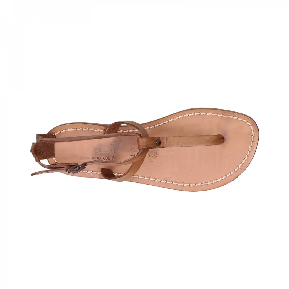 Lartigiano Del Cuoio Sandalo infradito donna in pelle color cuoio Promozione Limitata