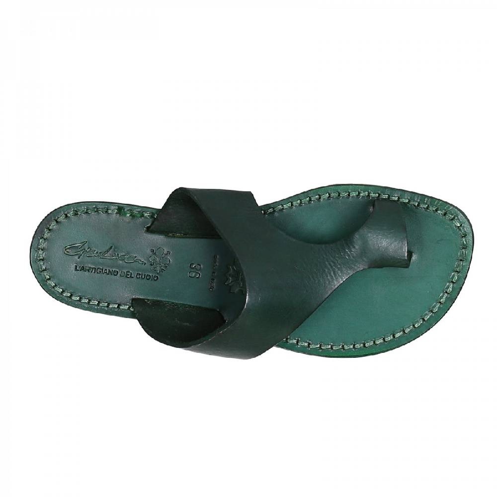 Lartigiano Del Cuoio Ciabatte infradito donna in pelle verde artigianali Shopping Online